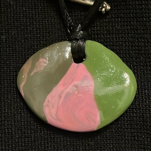 Pink Green & Gray ONE OF A KIND Handmade Necklace